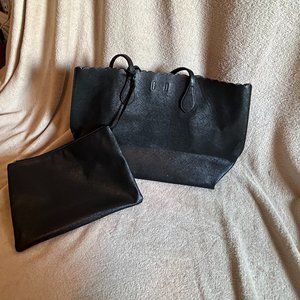 Scalloped Edge Satchel with smaller detachable zippered bag